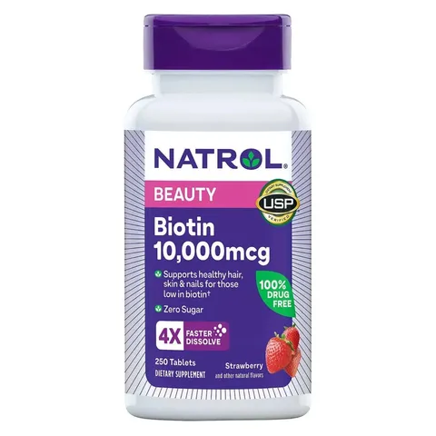 Viên uống Biotin Natrol 10000mg 250 viên, nuôi tóc, móng chắc khỏe
