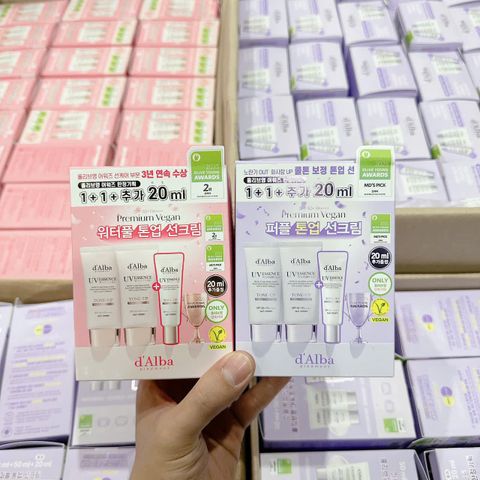 Sét 3 Tuýp Kem Chống Nắng d'Alba Hồng Và Tím 50+50+20ml (120ml) – Dưỡng Sáng, Chống Nắng SPF Cao