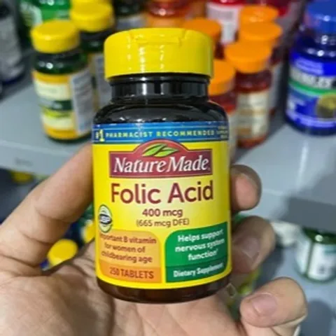 Viên uống bổ sung Folic Acid Nature Made 400mcg 250 viên, hỗ trợ thai kỳ