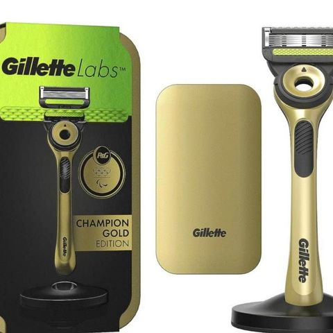 Dao Cạo Ướt Gillette Labs Cho Nam Với Công Nghệ Làm Sạch Tích Hợp - Bao Gồm 1 Tay Cầm, 5 Lưỡi Dao Và Hộp Đựng Màu Vàng Gold