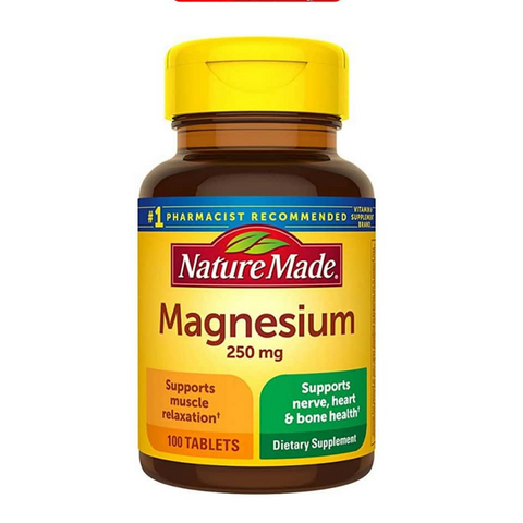 Viên uống bổ sung Magie Nature Made 250mg 100 viên - Hỗ trợ sức khỏe, cân bằng khoáng chất và giảm căng thẳng cho cơ thể