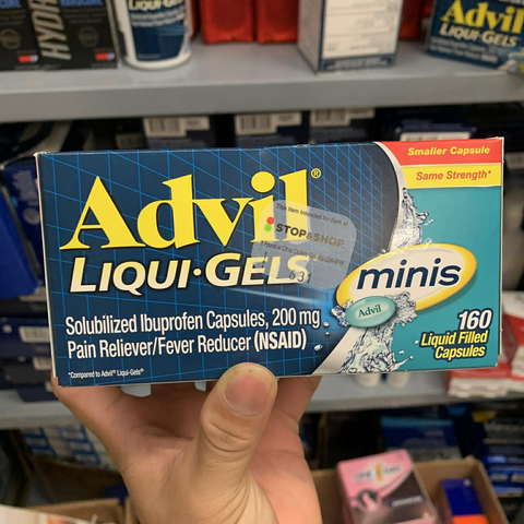 Viên Giảm Đau Hạ Sốt Advil Liqui-Gels Minis 200mg - 160 Viên Nang Lỏng Hấp Thụ Nhanh Chóng, Giảm Đau Đầu, Đau Cơ, Hạ Sốt Hiệu Quả