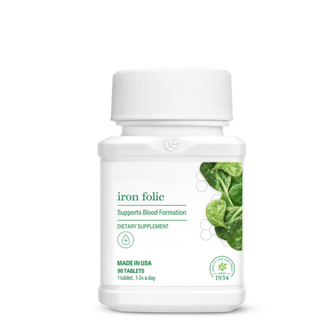 Viên Uống Bổ Sung Sắt Iron Folic - Hỗ Trợ Tạo Máu, Chứa Vitamin C và Chiết Xuất Cải Bẹ Xanh, Hữu Cơ, Dễ Dàng Hấp Thu