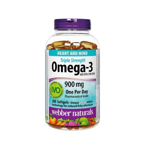 Dầu Cá Webber Naturals Triple Strength Omega-3 900mg - Hỗ Trợ Tim Mạch, Chức Năng Não Bộ & Sức Khỏe Thị Lực, 80 Viên