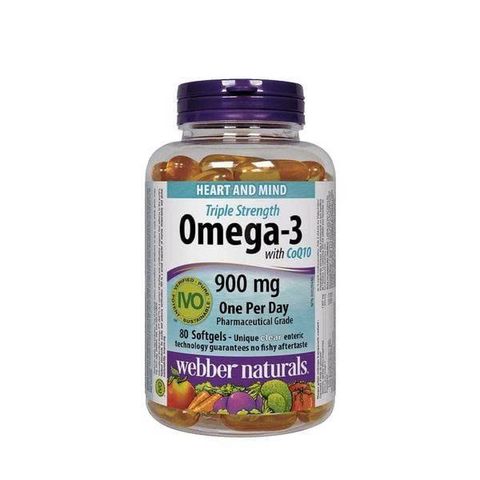 Dầu Cá Webber Naturals Omega 3 CoQ10 900mg - Hỗ Trợ Tim Mạch, Tăng Cường Sức Khỏe Tổng Thể - 80 Viên