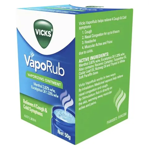 Dầu Bôi Vicks VapoRub Úc 100g - Giảm Nghẹt Mũi, Hỗ Trợ Hô Hấp, Thoáng Đường Thở, Sản Phẩm Chăm Sóc Cá Nhân