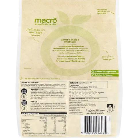 Yến Mạch Hữu Cơ Úc 500g Macro - Thực Phẩm Eat Clean Tiện Lợi, Bữa Sáng Năng Lượng Cao, Hỗ Trợ Sức Khỏe
