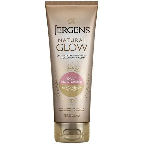 Kem Dưỡng Jergens Natural Glow 221ml - Dưỡng Da Mịn Màng, Đều Màu, Sáng Rạng Rỡ, Phù Hợp Da Sáng Trung Bình và Nâu
