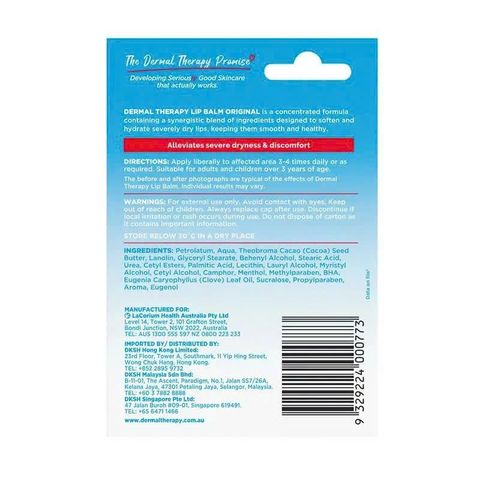 Son Dưỡng Môi Dermal Therapy Úc 10g – Chống Nứt, Giữ Ẩm Lâu Dài, An Toàn Cho Da Nhạy Cảm, Dưỡng Môi Hiệu Quả