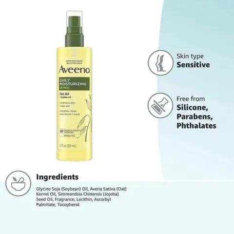 Dầu Dưỡng Ẩm Aveeno Body Oil Mist - Cấp Ẩm Cho Da, Cải Thiện Sắc Tố Da Tự Nhiên, Giúp Da Sáng Khỏe, Rạng Rỡ Mỗi Ngày