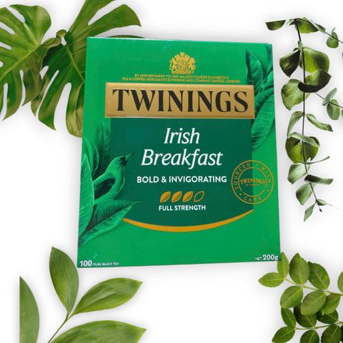 Hộp 100 Gói Trà Twinings Irish Breakfast - Trà Đen Tự Nhiên Giúp Tỉnh Táo, Thích Hợp Cho Văn Phòng và Người Yêu Trà