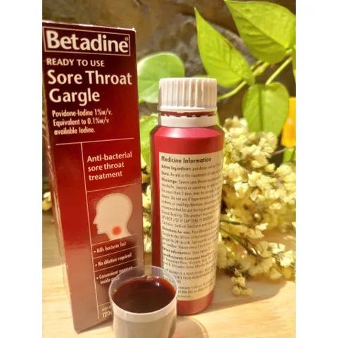 Nước súc họng Betadine 120ml – Sản phẩm kháng khuẩn từ Úc, giảm đau họng, rát họng, ngăn ngừa vi khuẩn gây bệnh