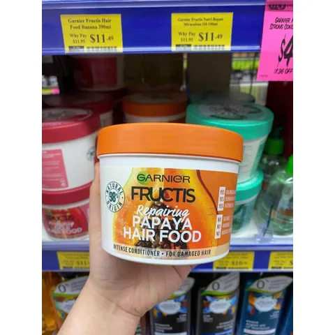 Garnier Fructis 3 in 1 - Kem Ủ Dưỡng Tóc Phục Hồi Hư Tổn, Giải Quyết Tóc Khô, Xơ và Chẻ Ngọn, Dưỡng Ẩm Không Bết Tóc