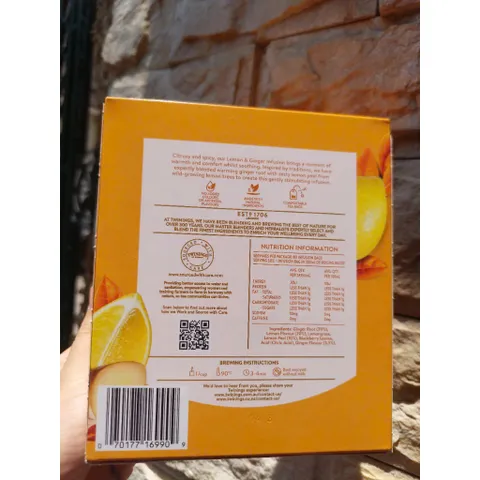 Trà Twinings Lemon Ginger Hộp 80 Gói - Trà Gừng Chanh Tự Nhiên, Giúp Giữ Ấm và Thoải Mái Trong Những Ngày Lạnh