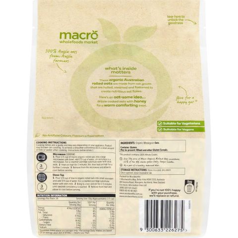 Yến Mạch Hữu Cơ Macro Úc 500g - Dinh Dưỡng Tự Nhiên, Dễ Chế Biến, Tốt Cho Tim Mạch và Làm Đẹp Da