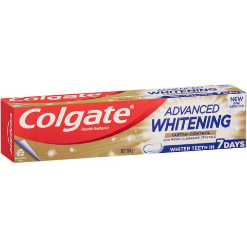 Kem Đánh Răng Colgate Advanced Whitening 115g - Làm Trắng Răng, Ngăn Ngừa Mảng Bám, Hơi Thở Tươi Mát