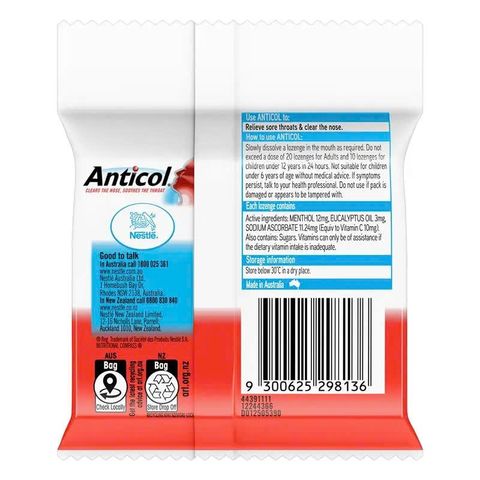 Kẹo Ngậm Anticol Menthol Bạc Hà – Giảm Khô Rát Cổ Họng và Tạo Hơi Thở Thơm Mát, Sản Phẩm Từ Úc Dễ Dùng Mỗi Ngày