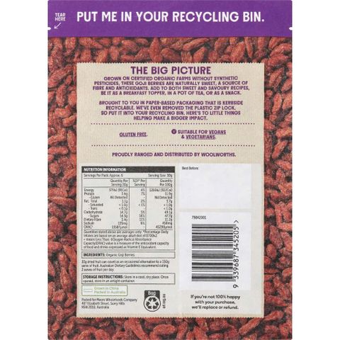 Hạt Kỷ Tử Hữu Cơ Úc Macro 200g - Bổ Dưỡng, Ngon Miệng, Thanh Lọc Cơ Thể, Thực Phẩm Lành Mạnh An Vặt Hàng Ngày