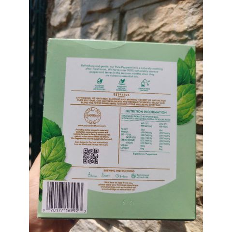 Trà thảo mộc Twinings Pure Peppermint 80 gói - Hương bạc hà tự nhiên, trà thư giãn tốt cho tiêu hóa, hộp tiện lợi cho người yêu trà