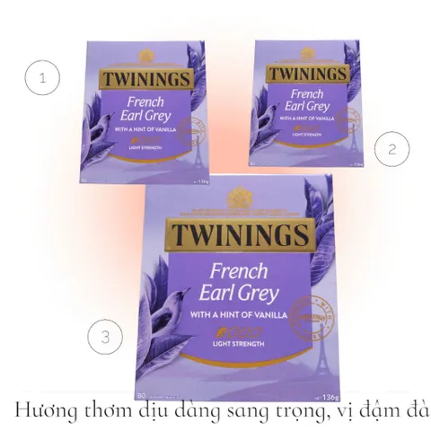 Trà Đen Twinings French Earl Grey 80 Gói - Thức Uống Thanh Nhẹ Hương Cam Bergamot và Hoa Hồng, Thích Hợp Thư Giãn
