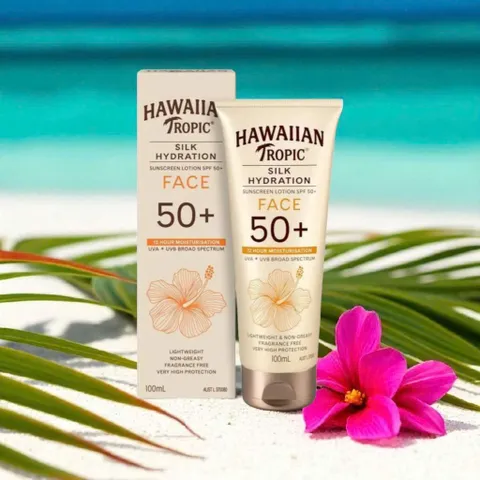 Kem Chống Nắng Mặt Hawaiian Tropic Silk Hydration SPF 50+ 100ml - Không Nhờn, Bảo Vệ Da Tối Ưu Chống Tác Hại Mặt Trời