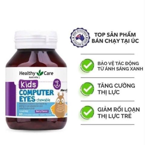 Viên Nhai Bổ Mắt Healthy Care Kids Computer Eyes Úc - Hỗ Trợ Thị Lực Cho Trẻ 2-12 Tuổi, 60 Viên Kẹo Ngon Miệng