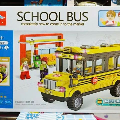 Đồ Chơi Lắp Ráp Mô Hình Xe Ô Tô Bus Đưa Đón Học Sinh LX A491 - 518 Chi Tiết Sáng Tạo Cho Trẻ Em Từ 6 Tuổi