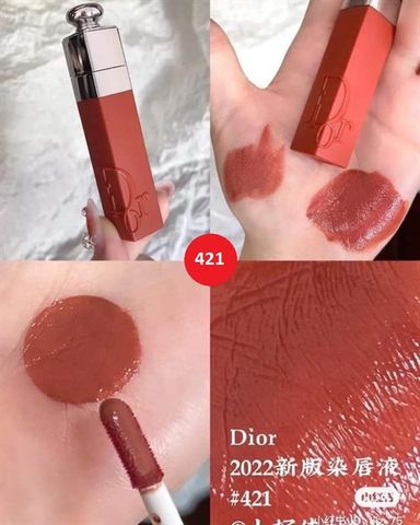 Son Dior 421 Addict Lip Tattoo Natural Tea - Son môi cam đất bền màu, không vỏ, hoàn hảo cho phong cách tự nhiên.