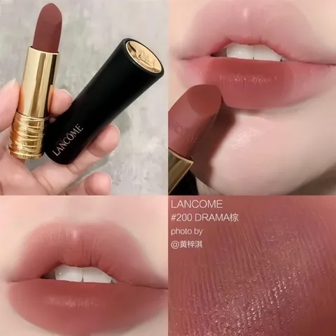 Son Lancome 200 L’Absolu Rouge Drama Matte - Son Môi Màu Lì Giữ Ẩm, Phong Cách Sang Trọng, Quà Tặng Tuyệt Vời Cho Phái Đẹp