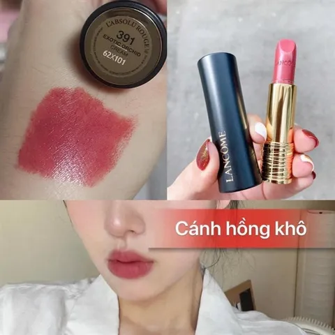 Son Lancome 391 Exotic Orchidee - Son Hồng Ngọt Ngào Dưỡng Môi Mềm Mại, Màu Tươi Sáng, Không Hộp, Quà Tặng Hoàn Hảo