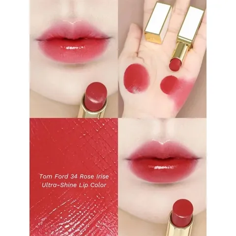 Son Tom Ford Soleil #34 Rose Irise - Son Môi Dưỡng Ẩm Màu Hồng Nhẹ, Vỏ Trắng Sang Trọng