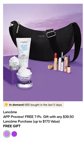 Set Lancôme Tím 7 Món Kèm Túi - Dưỡng Da Chuyên Sâu, Phục Hồi Lão Hóa, Chăm Sóc Da Mặt Cao Cấp