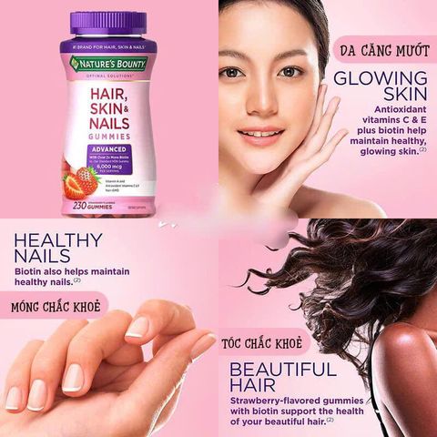 Kẹo dẻo Nature’s Bounty Hair Skin Nails 230 viên – đẹp da tóc