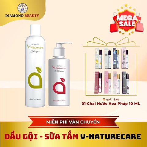 Dầu Gội Thiên Nhiên + Sữa Tắm Nam V-Naturecare - Combo Chăm Sóc Tóc và Da Chất Lượng Cao, Không Sulfat và Paraben