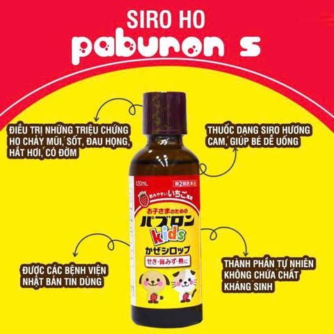 Siro Cảm Cúm Pabron Kids Vị Dâu 120ml - Giảm Ho Sốt An Toàn cho Trẻ Em, Hương Vị Ngọt Ngào, Tăng Cường Miễn Dịch