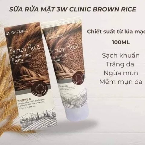 Sữa Rửa Mặt 3W Clinic Gạo - Sạch Sâu, Sáng Da, Chống Mụn, Dành Cho Mọi Loại Da, Chiết Xuất Tự Nhiên Từ Gạo, Hàn Quốc