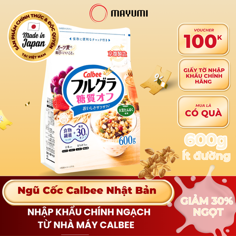 [Chính Hãng] Ngũ Cốc Trái Cây Calbee Nhật Bản 600g Trắng– Ít Đường, Ăn Sáng Healthy, Bổ Sung Năng Lượng [DATE T12/2026]
