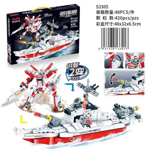 Đồ Chơi Lắp Ráp Robot Biến Hình - Bộ 3 Mô Hình Xe Ô Tô, Tàu Chiến, Tàu Thủy - Khuyến Khích Sáng Tạo Cho Trẻ Em