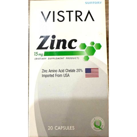 Viên Uống Kẽm VISTRA 15 MG - Hỗ Trợ Tăng Cường Sức Đề Kháng - Hộp 20 Viên Bổ Sung Vitamin Và Khoáng Chất
