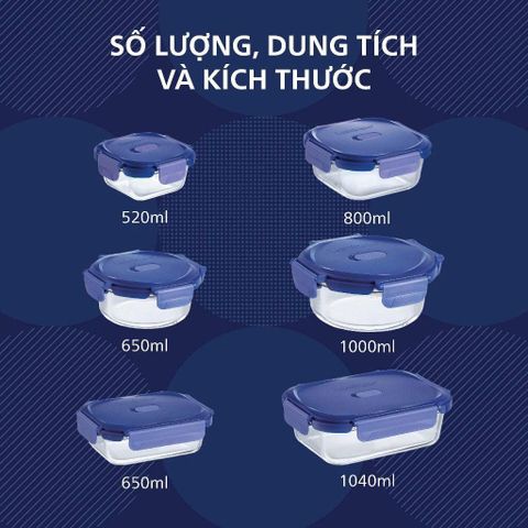 Hộp đựng thực phẩm thủy tinh Luminarc Purebox Putina hình tròn 650ml - Chịu nhiệt, an toàn cho sức khỏe gia đình