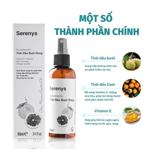 Tinh Dầu Bưởi Rừng Serenys 100ml - Xịt Dưỡng Tóc Chắc Khỏe Hằng Ngày, Hương Bưởi Tươi Mát, Dưỡng Mềm Mượt Tóc