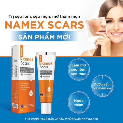 Gel Hỗ Trợ Namex Scars - Kem Giảm Sẹo Lồi, Lõm, Mờ Thâm Mụn 15g - Hỗ Trợ Làm Mịn Da, Phục Hồi Tình Trạng Da Sau Mụn