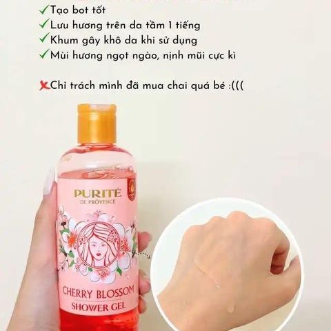 Sữa Tắm Purite Hoa Anh Đào 250ml - Dưỡng Ẩm, Hương Thơm Dịu Nhẹ, Sản Phẩm Chăm Sóc Da Từ Pháp