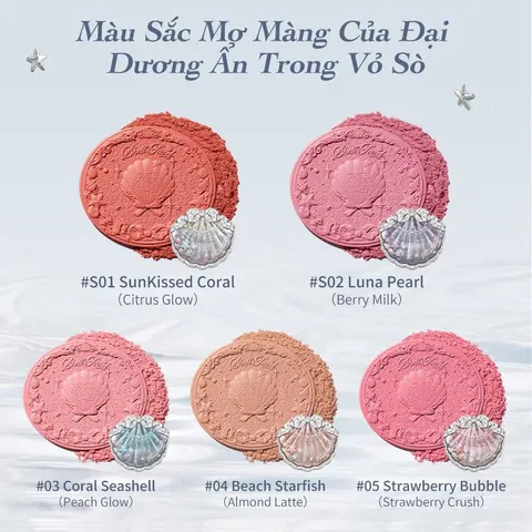 Phấn Má Hồng Flower Knows Shell Jewel Collection Silk Satin Blush 5G - Nana Shop