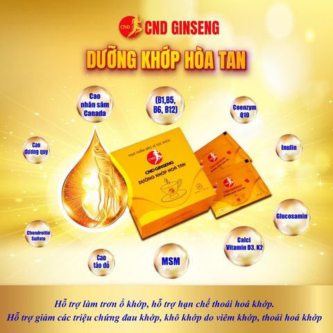 Nhân Sâm CND Ginseng Dưỡng Khớp Hòa Tan 400mg - Hỗ Trợ Giảm Đau Khớp & Thoái Hóa Khớp từ Nhân Sâm Canada