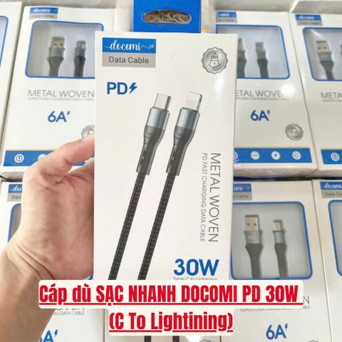 Dây Sạc Điện Thoại Docomi 30W - Cáp Sạc Nhanh Chất Lượng Cao Với Đầu TY-C và Lingtining - Bảo Hành Lỗi Đổi Mới