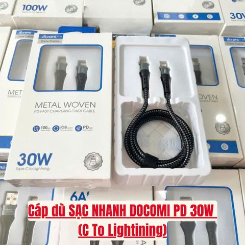 Dây Sạc Điện Thoại Docomi 30W - Cáp Sạc Nhanh Chất Lượng Cao Với Đầu TY-C và Lingtining - Bảo Hành Lỗi Đổi Mới