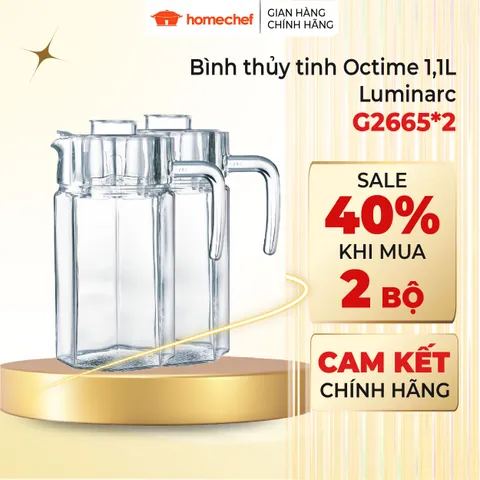 Bình Đựng Nước Thủy Tinh Luminarc Octime 1.6L G2665 - Nắp Kín, Thiết Kế Hiện Đại, An Toàn cho Sức Khỏe, Phù Hợp Mọi Mục Đích Sử Dụng