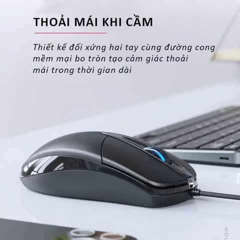 Chuột Gaming Có Dây BAK MS139 - Chuột Văn Phòng Chống Ồn, Thiết Kế Ergonomic, Dùng Cho Máy Tính và Laptop