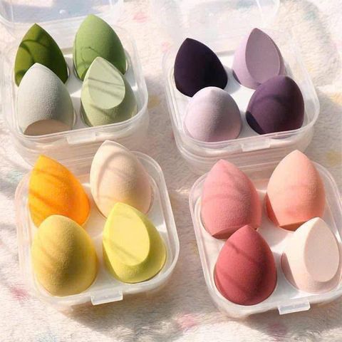Set 4 Bông Mút Trang Điểm Giọt Nước – Tán Nền Mịn, Ăn Nền Tự Nhiên Cho Tất Cả Loại Da